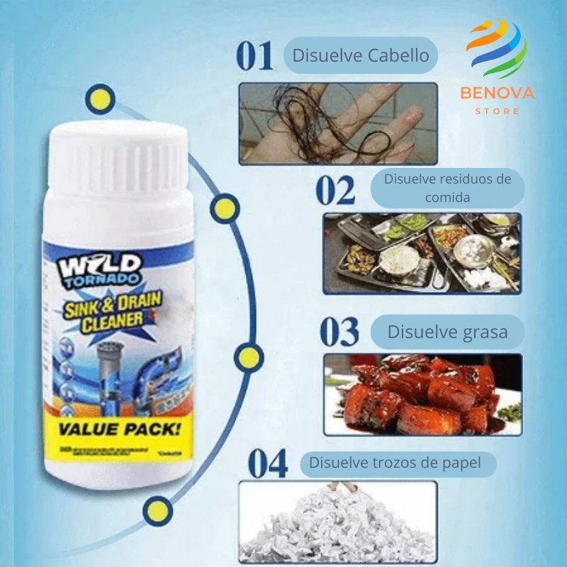Wild Tornado Limpiador de Drenaje 110g Pack 3x1