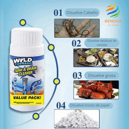 Wild Tornado Limpiador de Drenaje 110g Pack 3x1