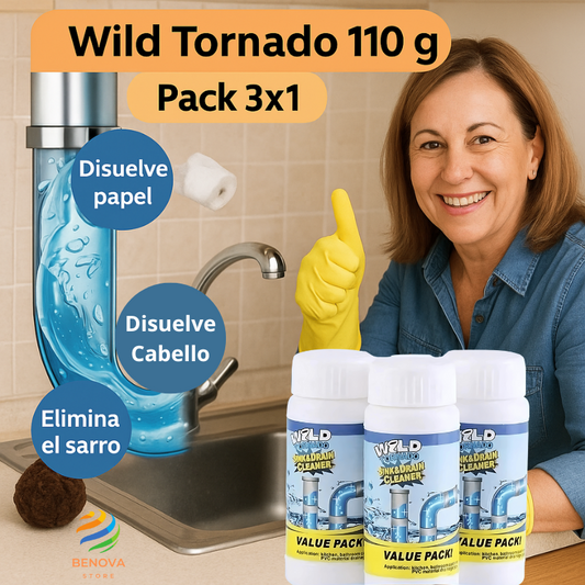 Wild Tornado Limpiador de Drenaje 110g Pack 3x1