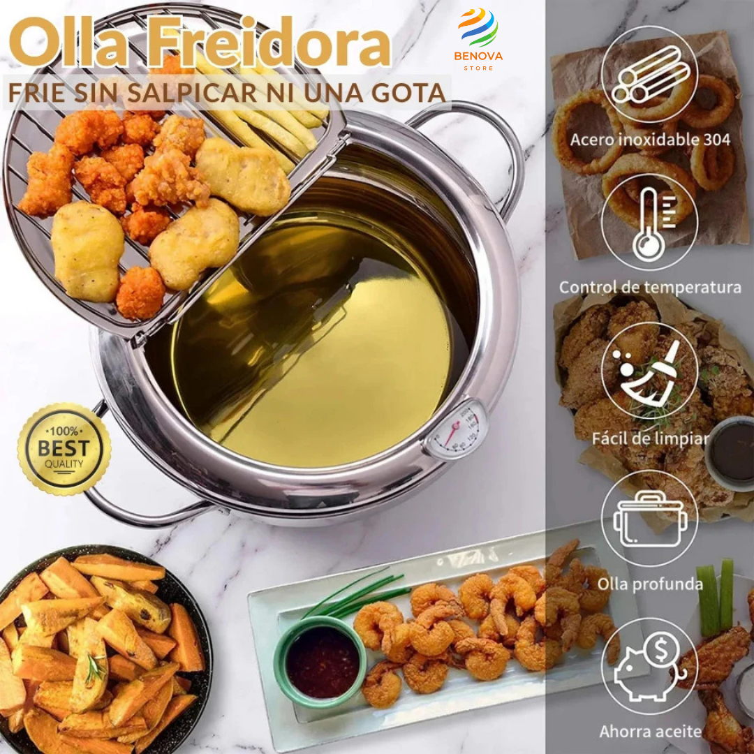 EasyFry®. Olla para Freír con Control de Temperatura. ¡FRÍE SIN SALPICADURAS Y CON TODO EL SABOR!