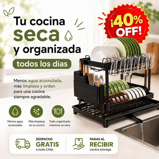 DrenaPro™ | Escurridor de Platos con Drenaje Automático